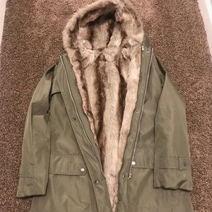 Olive Green Faux Fur Parka